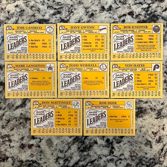 1987 Topps mini baseball cards. 8 total cards of some really good players. - Picture 2 of 2